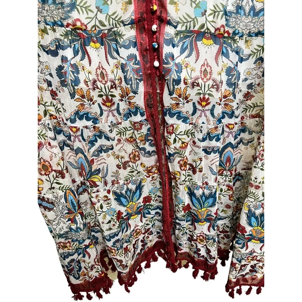 Alice + Olivia Alexandria Maxi Dress Nicky Hilton Floral Tassels Women’s Size 12 - Image 6