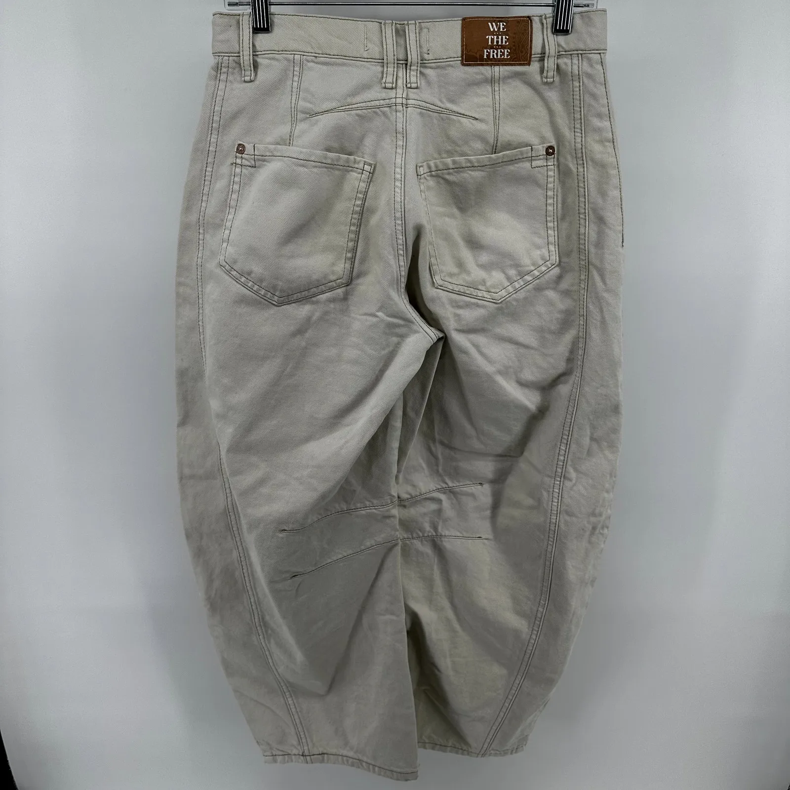 Free People We The Free Good Luck Mid-Rise Barrel Jean Denim Relaxed White 26 - Image 7