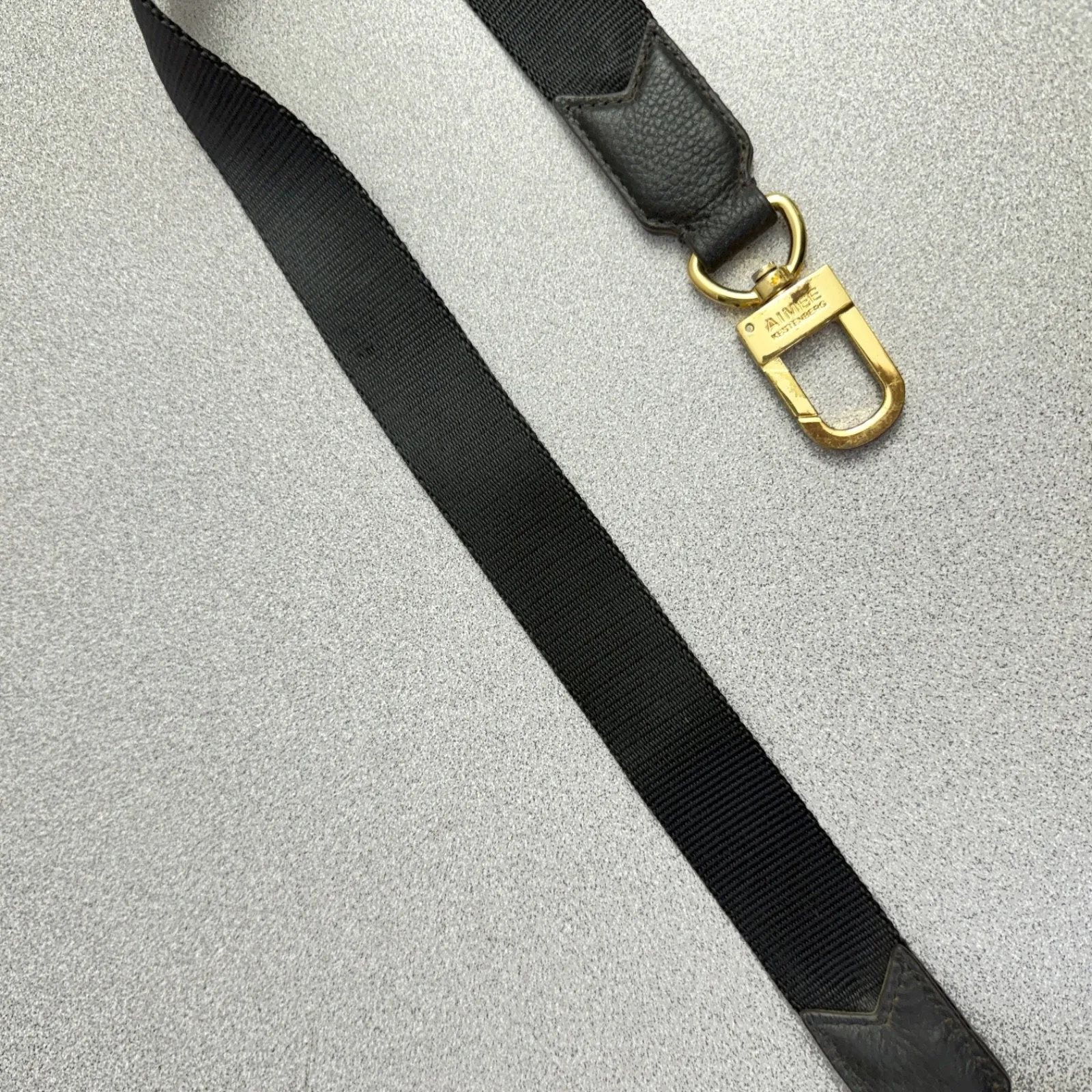 Aimee Kestenberg Replacement Strap Black Gold Nylon Leather Metal 27.5" 1.25" - Image 5