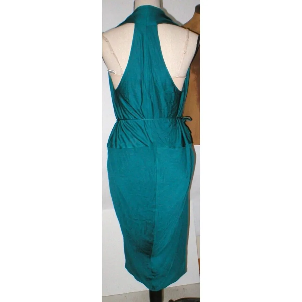 New Womens 8 NWT Designer Doo.Ri Dark Teal Aqua Blue Dress T Back Belt Sleeveles - Image 2