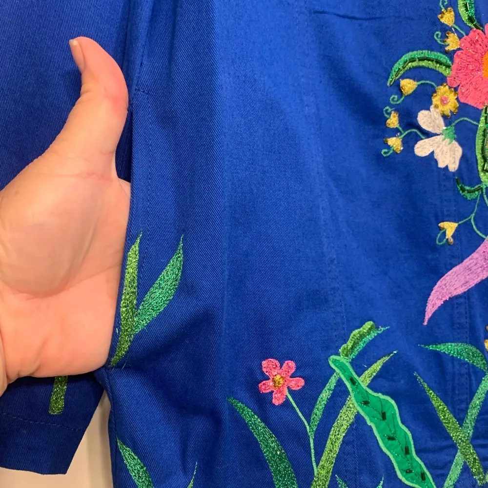 Quaker Factory Blue Embroidered NWT Large Spring Summer Jacket. 2019 - Image 6