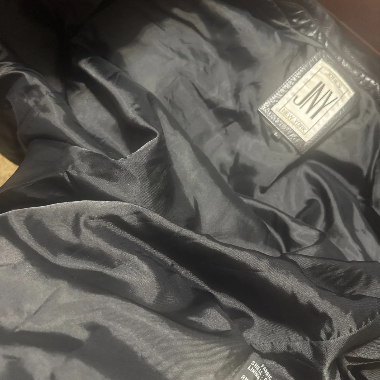 Vintage 90s Jones New York Leather Jacket womens sz L blazer quilted lining - Image 11