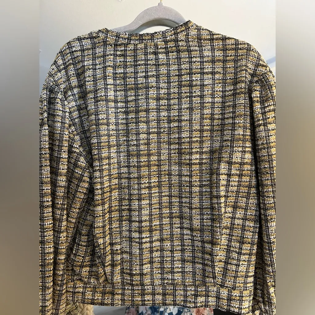 NEW Urban Revivo Tweed Blouse Top 8 Yellow - Image 2