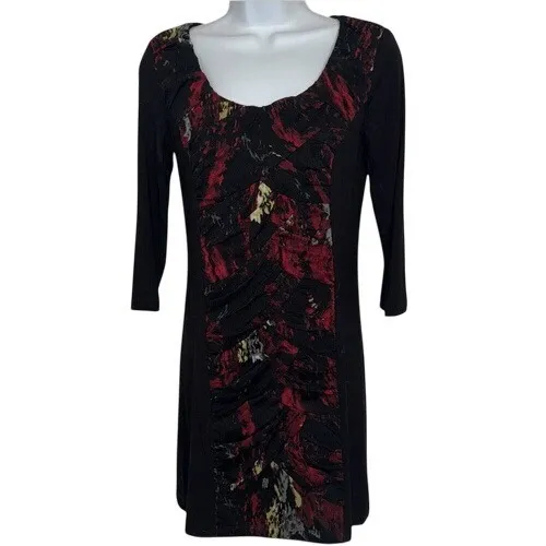 VIVIENNE VIVIENNE TAM Black W/Mesh‎ Ruched Center Body Con Dress EUC Size PP - Image 2