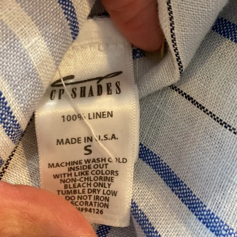 CP Shades shirt tunic beach cover up linen vacation coastal blue white sz S - Image 7