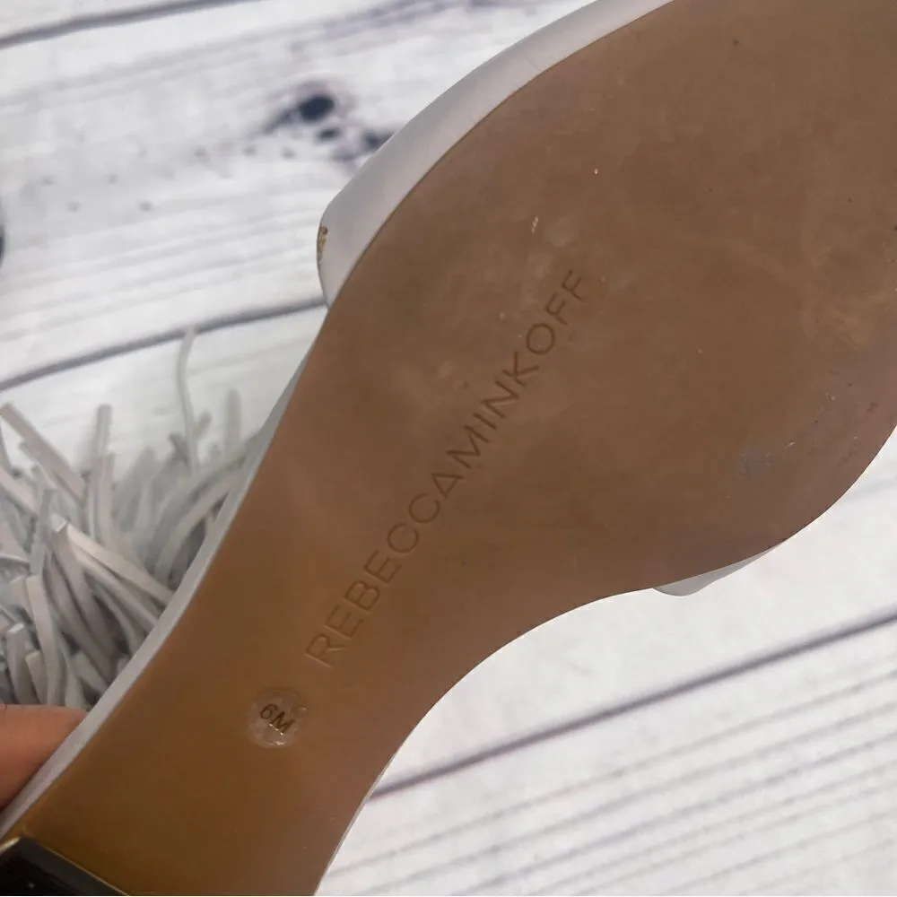 Rebecca Minkoff Faith Fringe Ankle Strap Pointy Shoes Women's Sz 6 M gray - Image 4