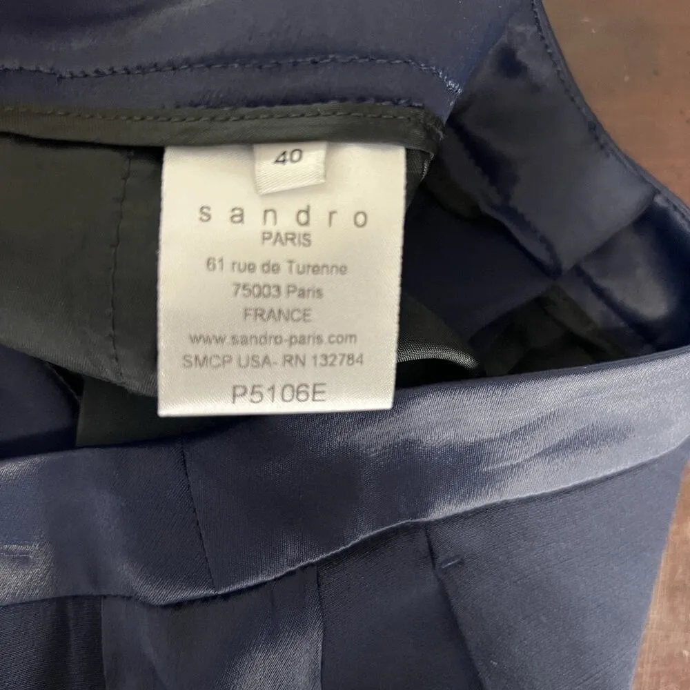 Sandro Paris Dress Pants Satin Side Panel Trousers Straight Leg EU 40 Size Large - Image 8