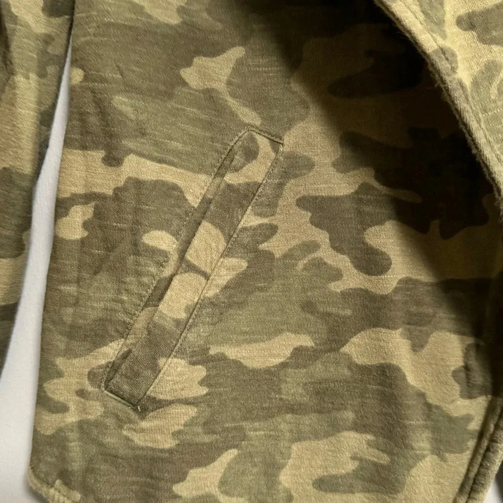 CASLON Olive Sarma Camo Knit Blazer Jacket Drape Collar Raw Seam Detail Size M - Image 3