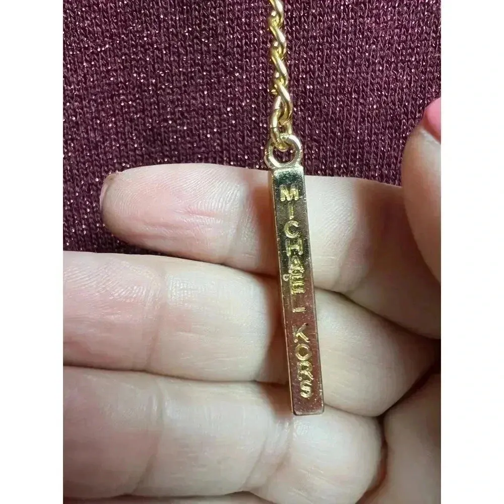 Michael Michael Kors Sweater Long Sleeve Thin Knit Burgundy Sparkle Gold Chain - Image 3