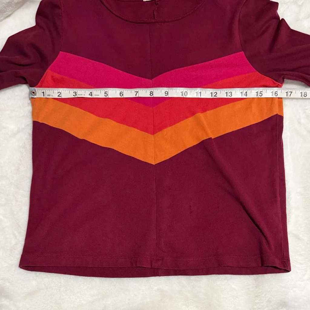 Marine Layer Size Small Burgundy Chevron Long Sleeve Top - Image 4