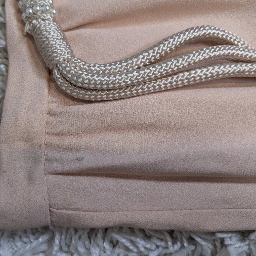 Vintage Silk Three Piece Skirt Suit with Pearl Trim Pink Size 8 - Image 11