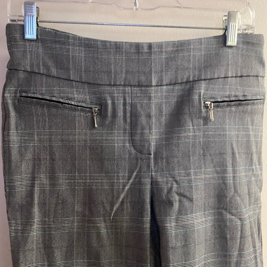 SOHO Apparel Womens Dress Pants Gray Check Print M 30x26 Crop Grey Checked - Image 2