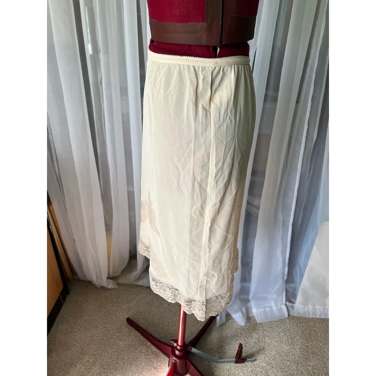 half slip skirt peach lace 1950s Pink - Image 4