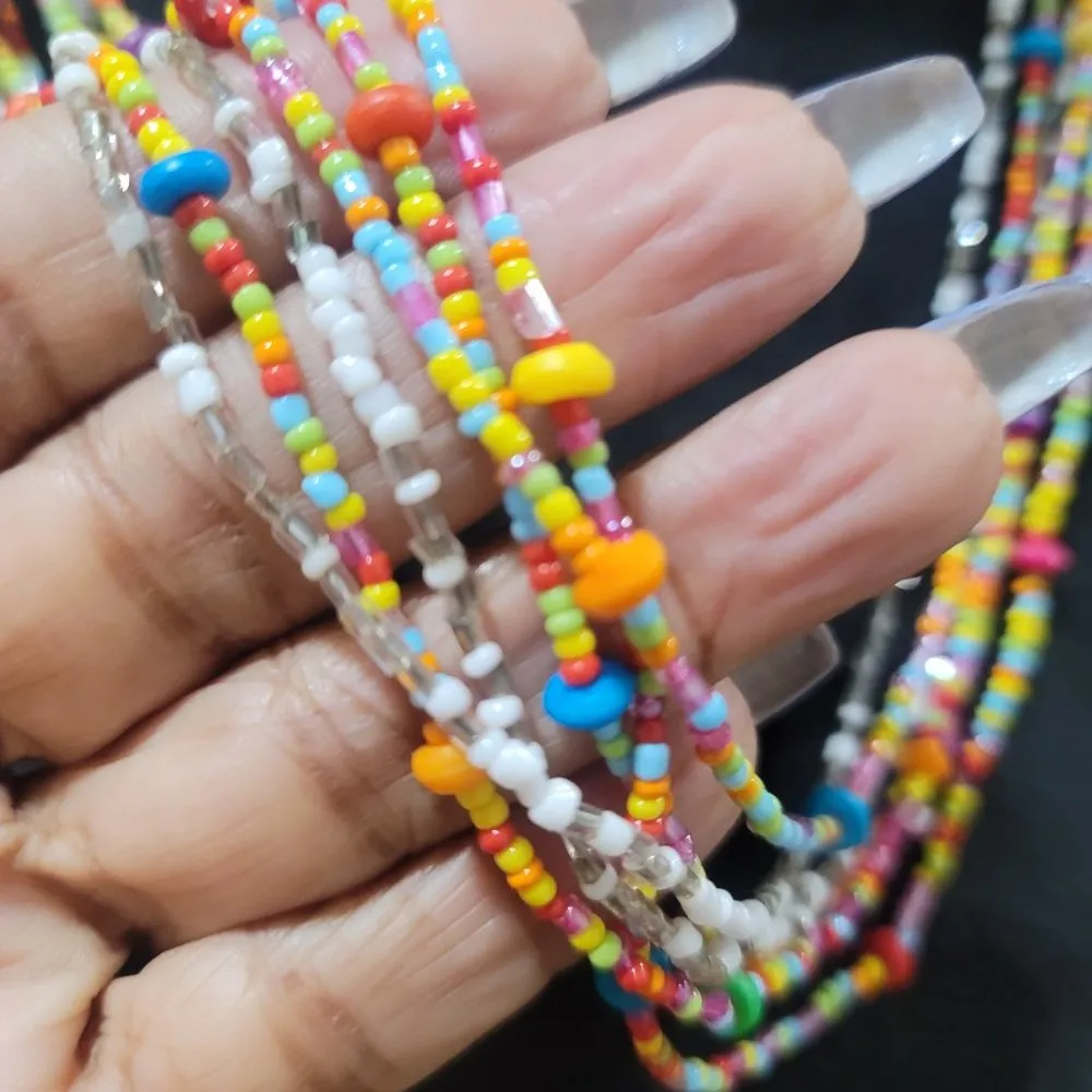 Vintage Bohemia Handmade Rainbow Seed Beads Simple Choker Necklace Yellow - Image 5