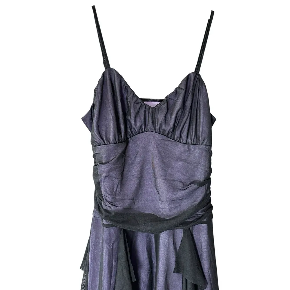 Cider Women’s Black Purple Ruffle Mesh Dress Size L Fairy Grunge Whimsigoth Vamp - Image 4