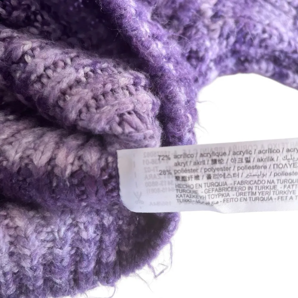 Zara Purple Striped Chunky Knit Mock Neck Pullover Sweater Size Small - Image 8