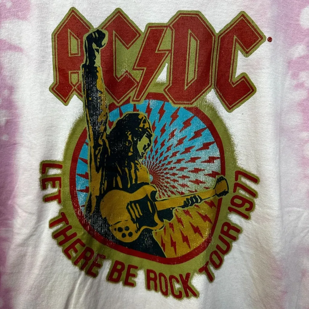 AC/DC Let There Be Rock Tour 1971 Long Sleeve Tshirt Tie Dye S/M - Image 2