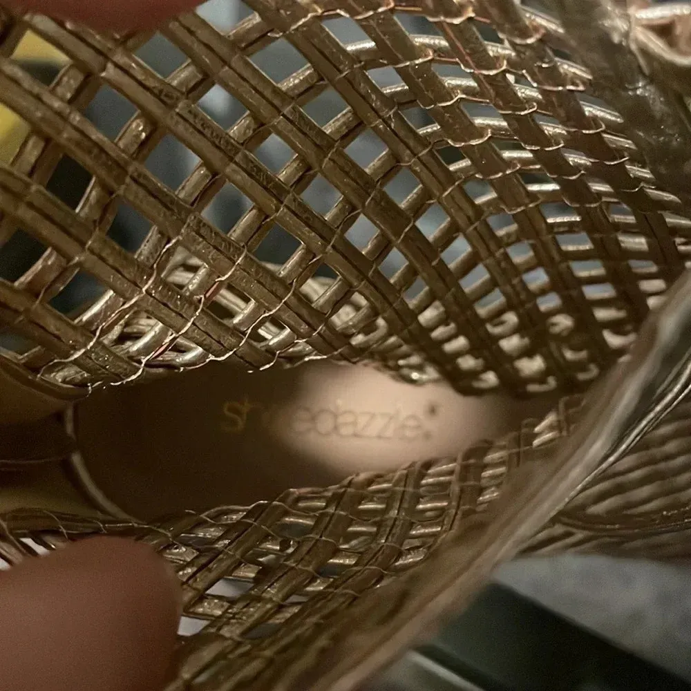 Shoe‎ Dazzle Gold Lace Up Heels Size 9.5 - Image 5