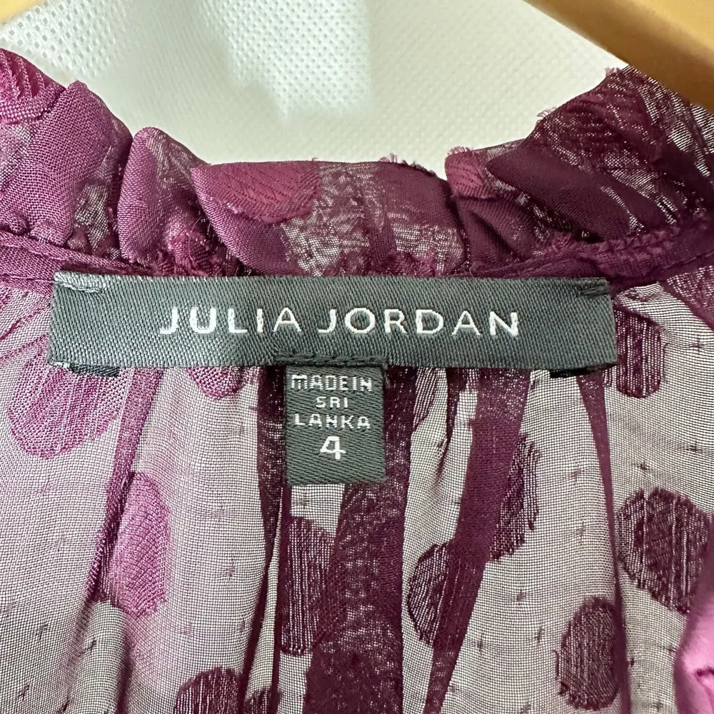 Julia Jordan Ruffle Drawstring Midi Dress Size 4 Burgundy - Image 3