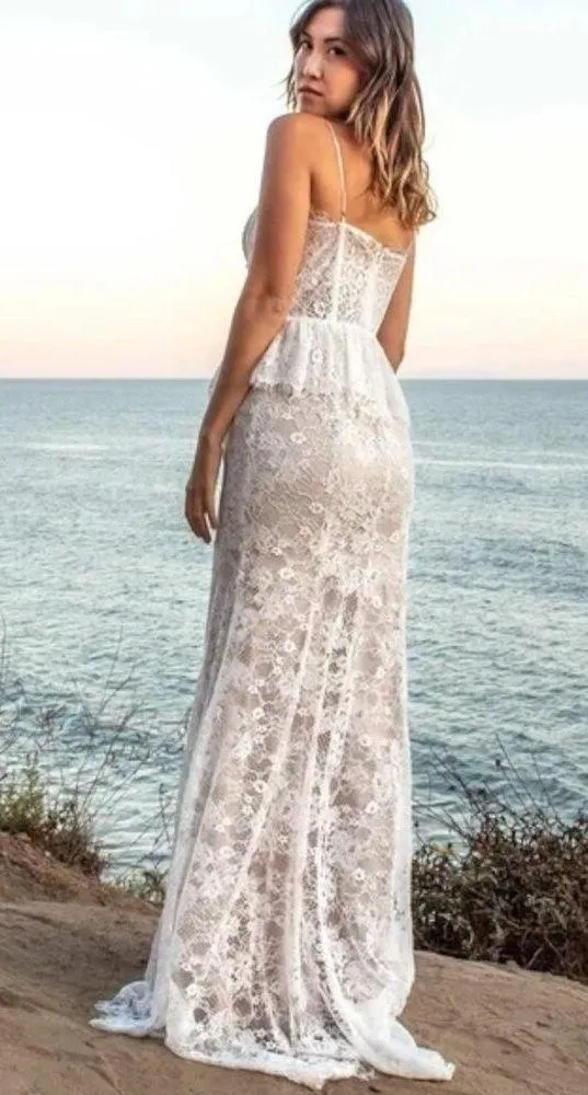 NWT by Watters Marmelade Illusion Lace Wedding Dress White Sz 4 - Image 2