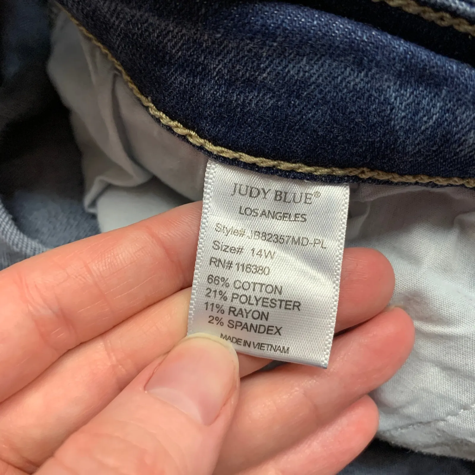 Judy Blue Distressed Skinny Jeans Womens‎ Size 14 Medium Wash Denim Frayed Hem - Image 7