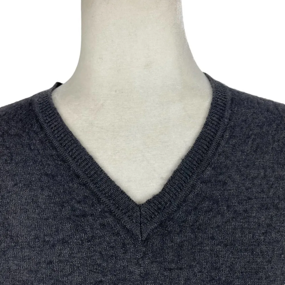 Valentino Jeans Wool Blend V Neck Grandpa Pullover Sweater IT Size 56 Gray - Image 4
