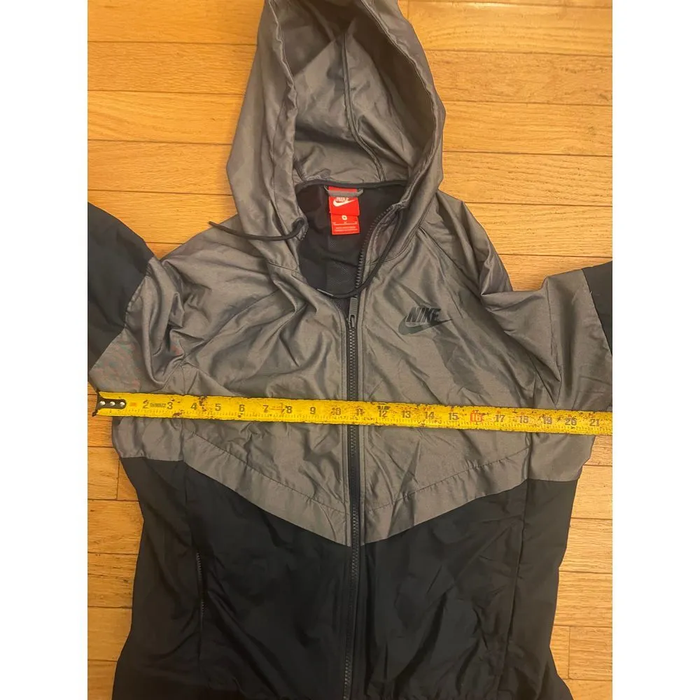 Nike‎ Y2K Vintage Hooded Windbreaker Women's medium Red Tag Swoosh black gray - Image 4