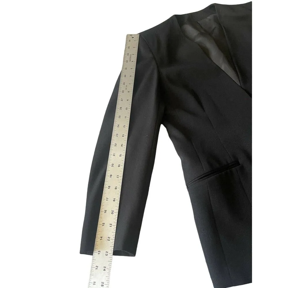 Jos. A. Bank Women Blazer Size 10 Black Wool Vintage Made in USA One Button - Image 4