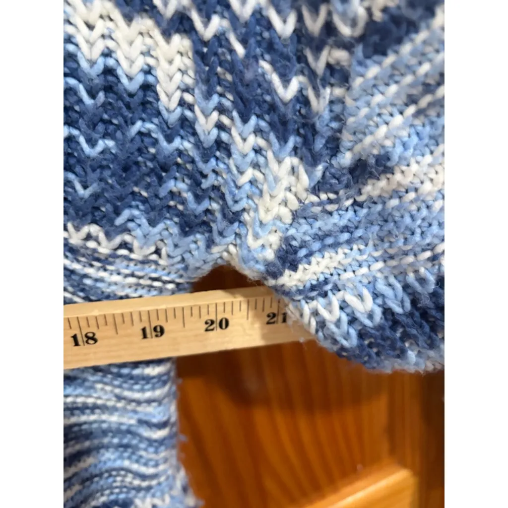 STAUD Benny Turtleneck Chunky Knit Sweater Blue White Space Dye Women’s Medium - Image 8