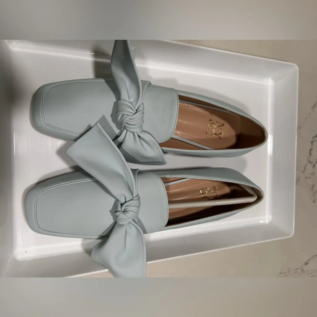 NEW NY & C Dominica Ballet Square Toe Flats Rubber Outsole Shoes 6.5 Blue - Image 2