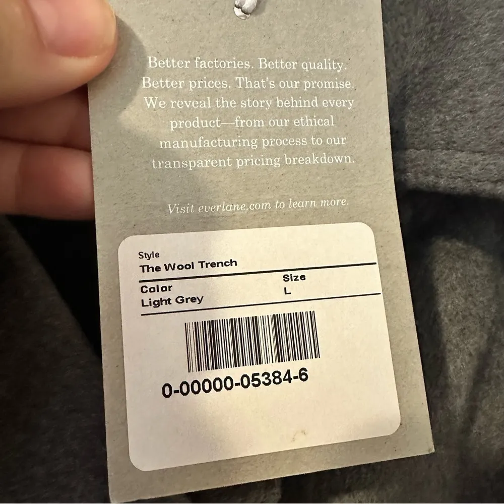 Everlane Wool Cashmere Trench Coat NEW Womens Large Gray - Image 8