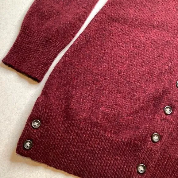 Pendleton Lambs Wool Long Button Down Cardigan XS‎ Merlot Red - Image 3
