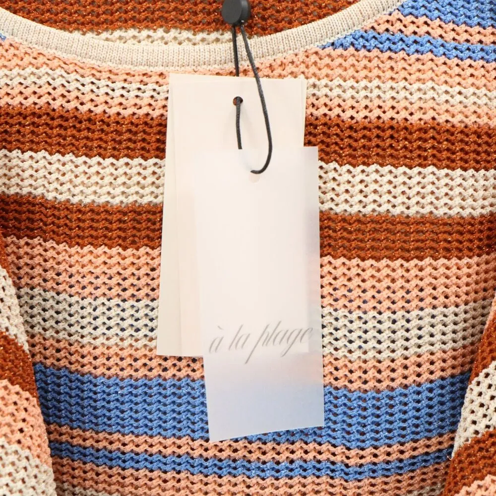 NWT Cinq à Sept Metallic Striped Knit Greer Long Flare Sleeve Tunic Mini Dress M - Image 8