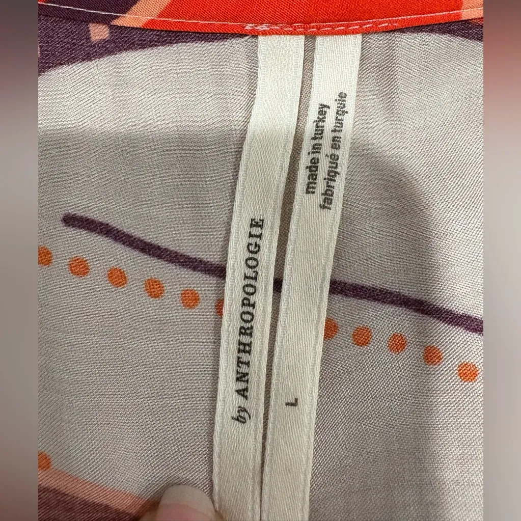 Anthropologie Floral Printed Midi, Long Sleeve Dress Size L - Image 9