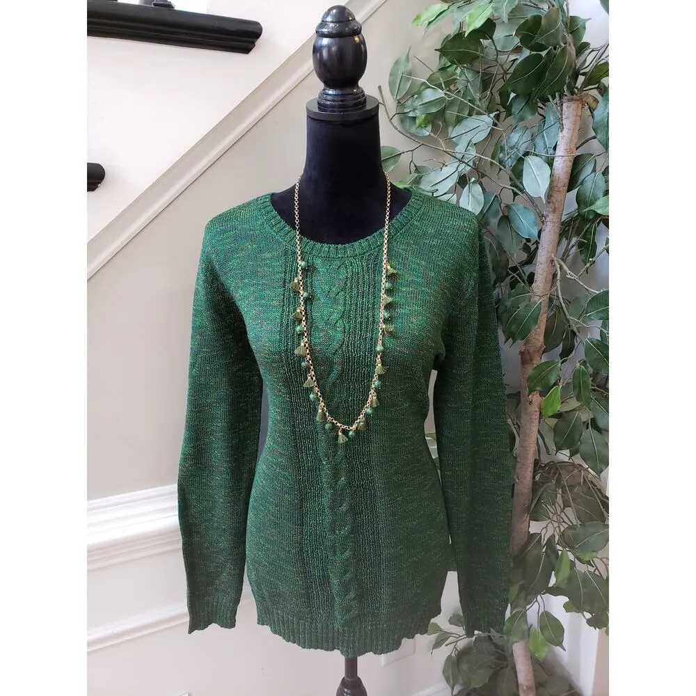 Laura Scott Sweater Women's Large Green Textured Long Sleeve Crew Neck Pullover - Image 10
