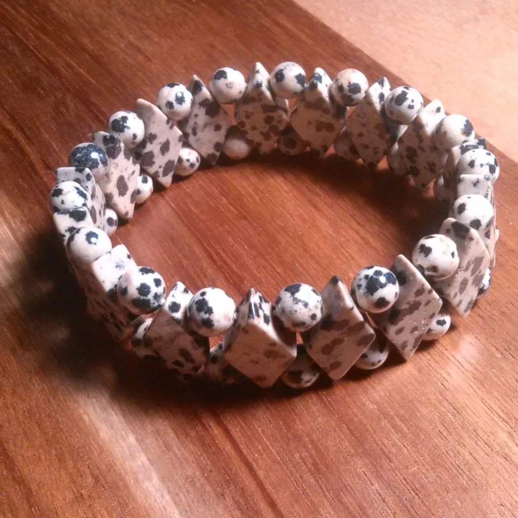 Dalmatian Jasper Princess Stretch Bracelet (6 to 7 Inch) - Image 5