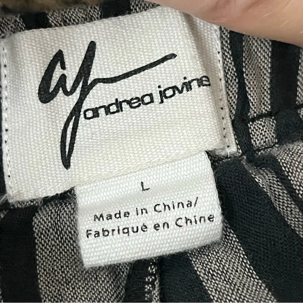 Andrea Jovine Linen Blend Striped Wide Leg Pants L Sailorcore Beach Coastal - Image 8