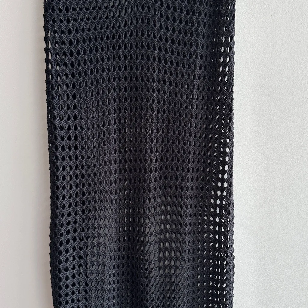 Black Crochet Beach Coverup, Maxi Dress, Size Medium/Large - Image 2