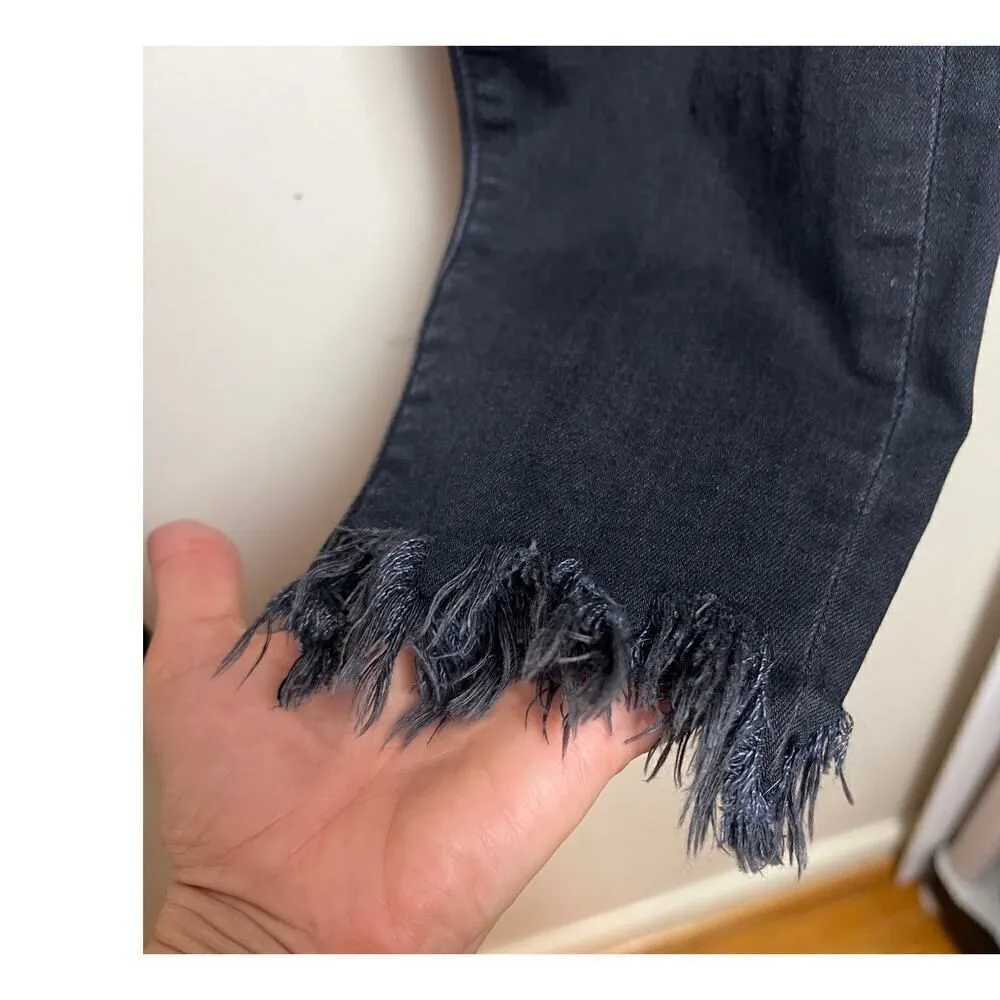 Good American Good Waist Raw Edge Jeans in Black Sz. 10/30 - Image 3