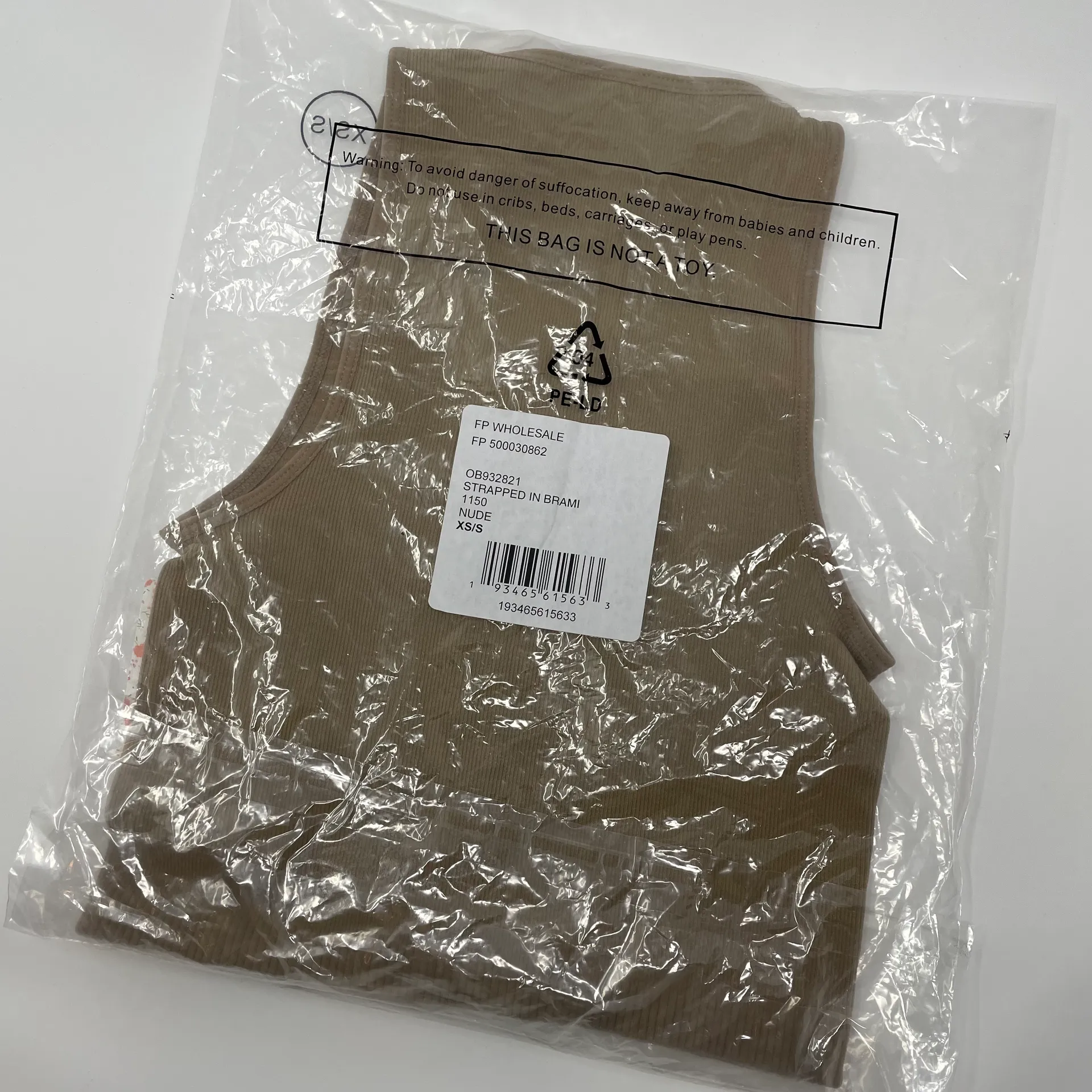 Strapped in Brami Nude Ribbed Crop Top - Image 3