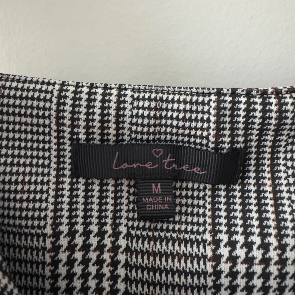Love Tree Pinafore Plaid Black White mini Dress Full Zip Front Circle Zipper EUC - Image 8