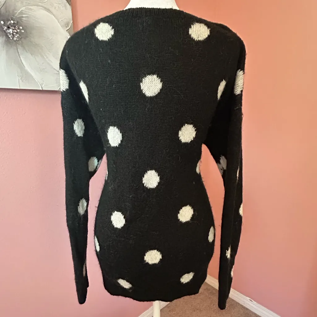 Disney H&M collab  Minnie Mouse coquette whimsical polkadot wool furry sweater s - Image 2