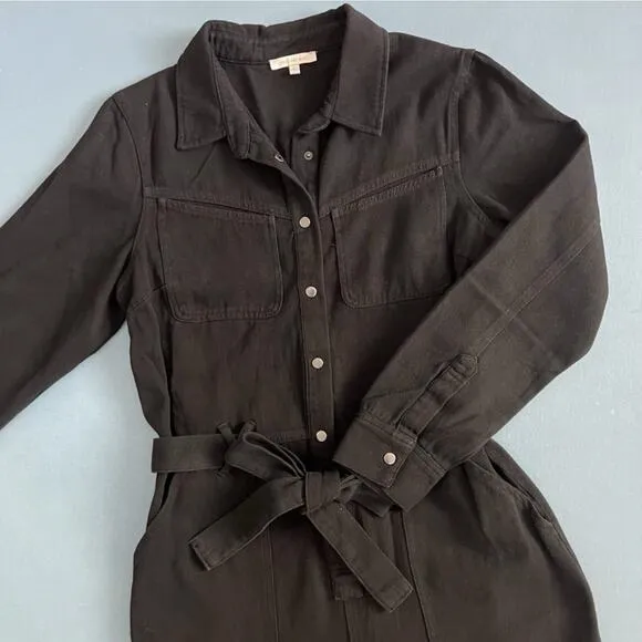 Skies Are Blue‎ Jumpsuit Cotton Twill Black Long Sleeve Utility Size Small - Image 4