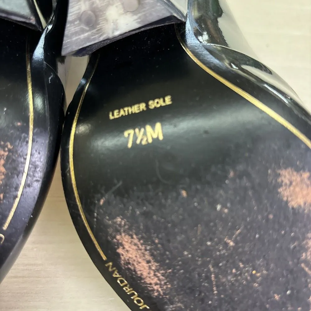 Charles Jourdan Paris Women's Shoes Sz 7.5‎ Patent Leather Gray Black Wedge Heel - Image 12