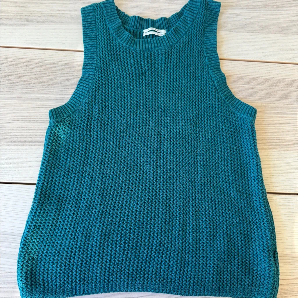 Anthropologie Quinn Textured Knit Cotton Sleeveless Green  Turquoise Top size Xl - Image 7