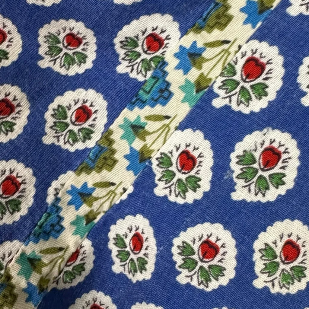 Vintage 70s Toby Tanner Dagger Collar Block Print Button Down Shirt Size 10 Blue - Image 10