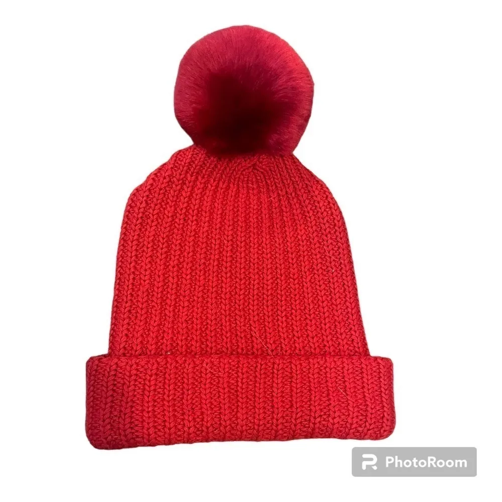 Love Your Melon Adult Miami hawks Pom Beanie in Red - Image 3
