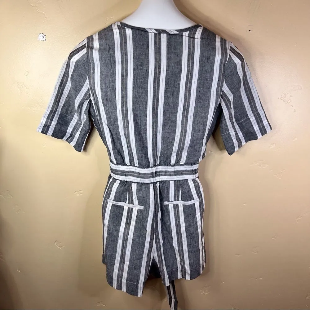 NWT Banana Republic Cotton-Linen Romper Womens Size 0 Blue White Nautical Stripe - Image 3