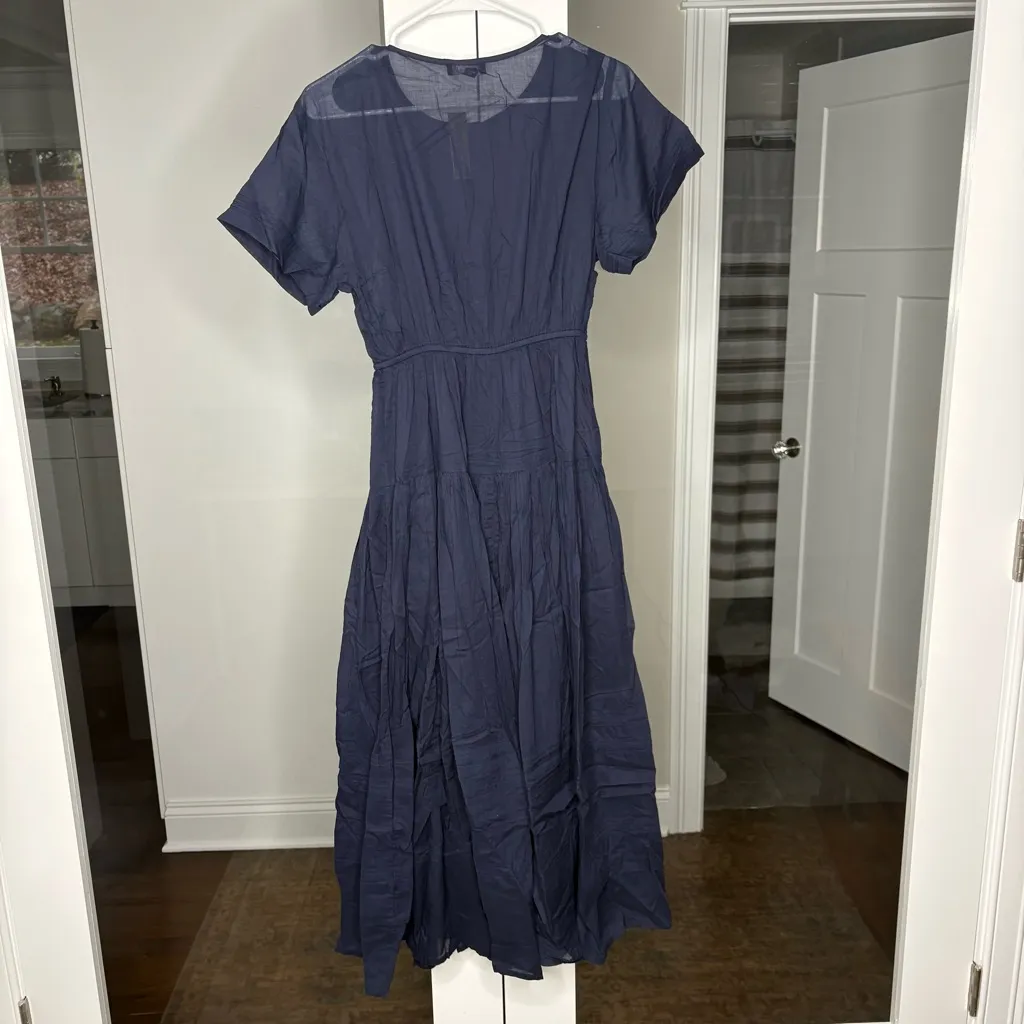 NWT J. Crew Pintuck Shirt-dress Cotton Voile Navy Blue - Image 3