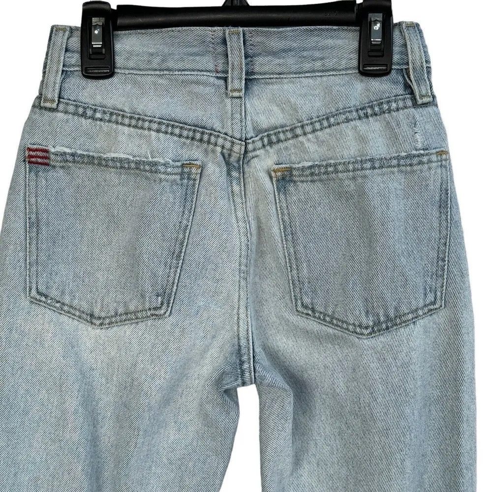 BDG SZ 24 Bootcut Jeans Mid-Rise Pockets Distressed Frayed Hems Light Wash Blue - Image 5